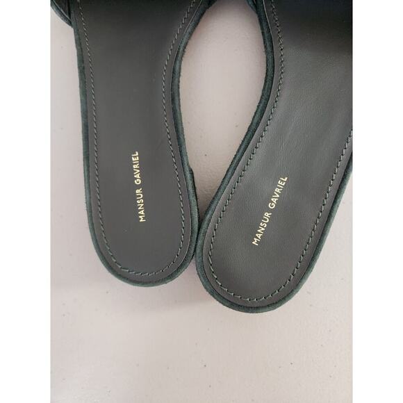 New Mansur Gavriel Suede Flat Slide Sandal Size 36.5 Dark Green - Picture 3 of 8
